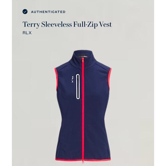 Ralph Lauren Womens S Vest Performance Sport Sleeveless Jacket Full Zip Navy RLX - Picture 5 of 10